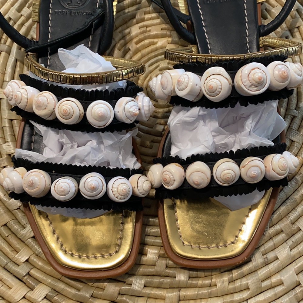 Tory Burch Sinclair Seashell Ankle Wrap Sandal - Picture 2 of 16